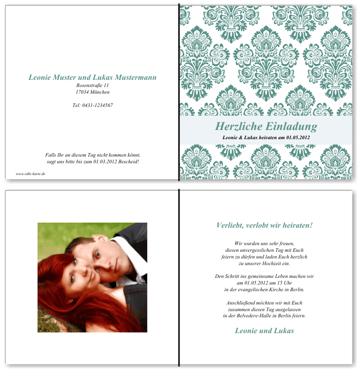  Einladungskarten Hochzeit, Hochzeitseinladungen, Hochzeitskarten, Einladungen f&uuml;r Hochzeit