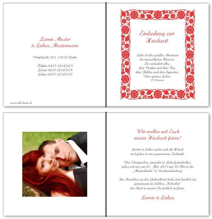  Einladungskarten Hochzeit, Hochzeitseinladungen, Hochzeitskarten, Einladungen f&uuml;r Hochzeit