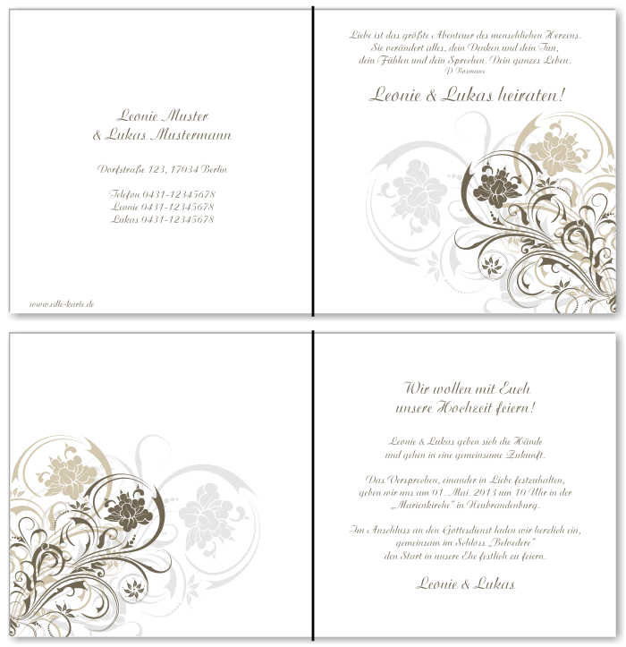  Einladungskarten Hochzeit, Hochzeitseinladungen, Hochzeitskarten, Einladungen f&uuml;r Hochzeit