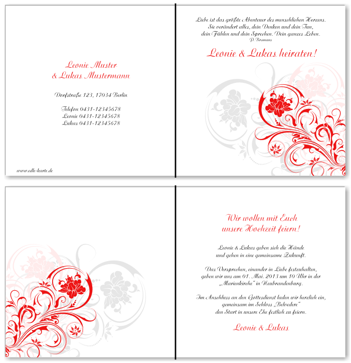  Einladungskarten Hochzeit, Hochzeitseinladungen, Hochzeitskarten, Einladungen f&uuml;r Hochzeit