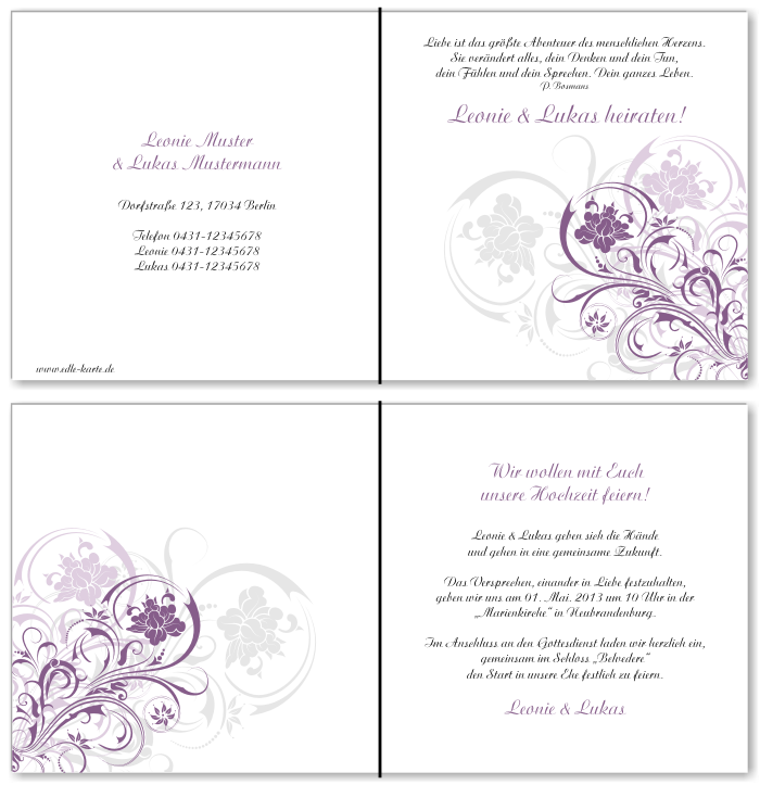  Einladungskarten Hochzeit, Hochzeitseinladungen, Hochzeitskarten, Einladungen f&uuml;r Hochzeit