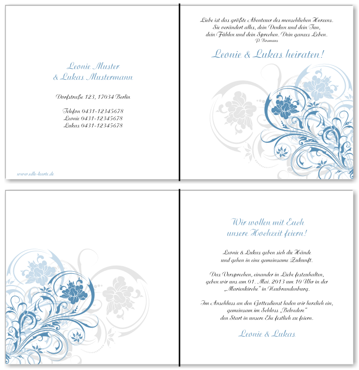  Einladungskarten Hochzeit, Hochzeitseinladungen, Hochzeitskarten, Einladungen f&uuml;r Hochzeit