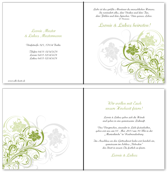  Einladungskarten Hochzeit, Hochzeitseinladungen, Hochzeitskarten, Einladungen f&uuml;r Hochzeit