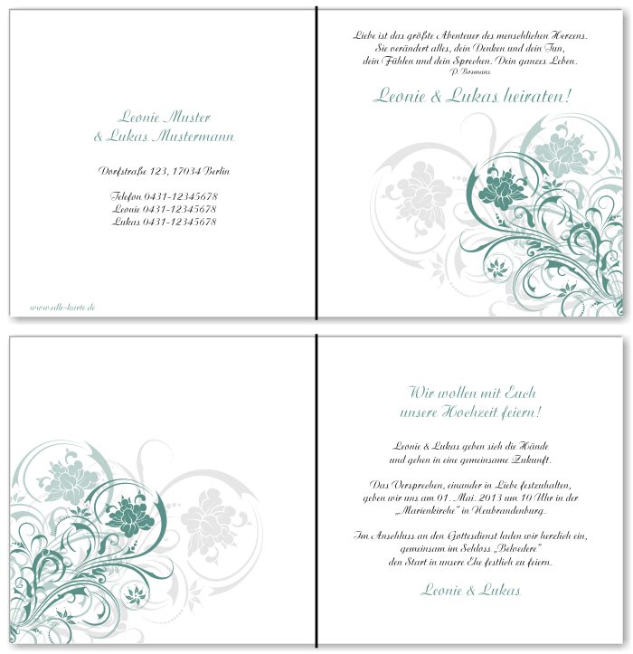  Einladungskarten Hochzeit, Hochzeitseinladungen, Hochzeitskarten, Einladungen f&uuml;r Hochzeit