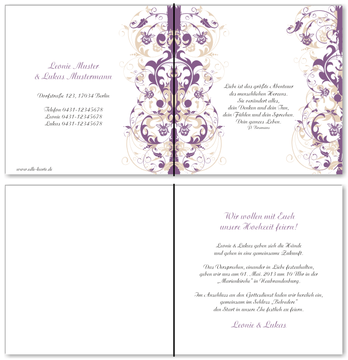  Einladungskarten Hochzeit, Hochzeitseinladungen, Hochzeitskarten, Einladungen f&uuml;r Hochzeit