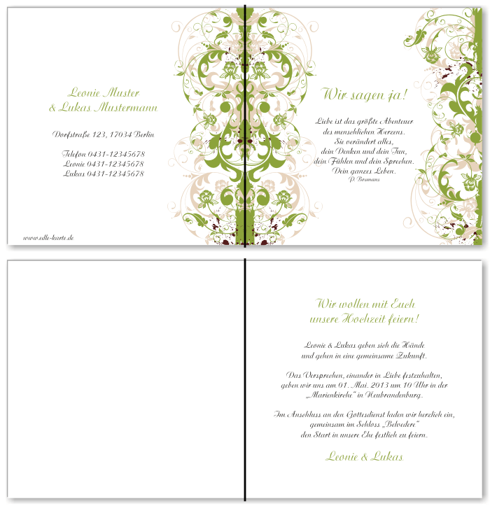  Einladungskarten Hochzeit, Hochzeitseinladungen, Hochzeitskarten, Einladungen f&uuml;r Hochzeit