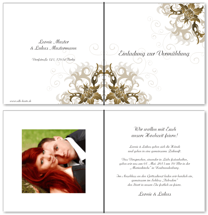  Einladungskarten Hochzeit, Hochzeitseinladungen, Hochzeitskarten, Einladungen f&uuml;r Hochzeit