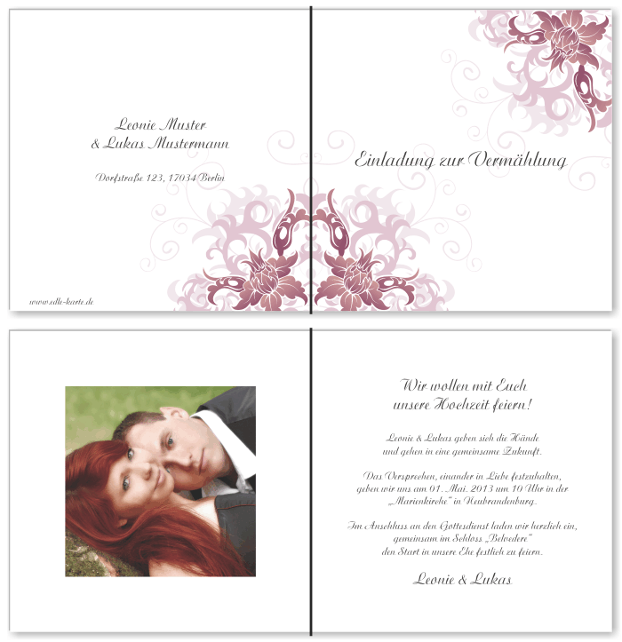  Einladungskarten Hochzeit, Hochzeitseinladungen, Hochzeitskarten, Einladungen f&uuml;r Hochzeit