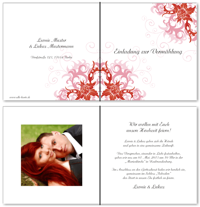  Einladungskarten Hochzeit, Hochzeitseinladungen, Hochzeitskarten, Einladungen f&uuml;r Hochzeit