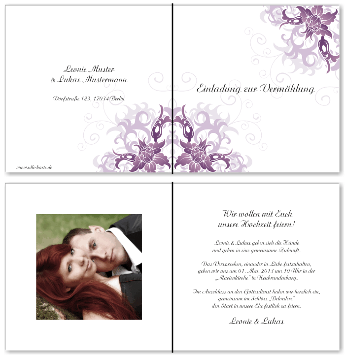  Einladungskarten Hochzeit, Hochzeitseinladungen, Hochzeitskarten, Einladungen f&uuml;r Hochzeit