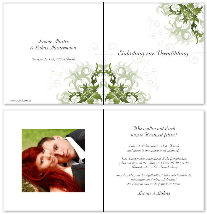  Einladungskarten Hochzeit, Hochzeitseinladungen, Hochzeitskarten, Einladungen f&uuml;r Hochzeit