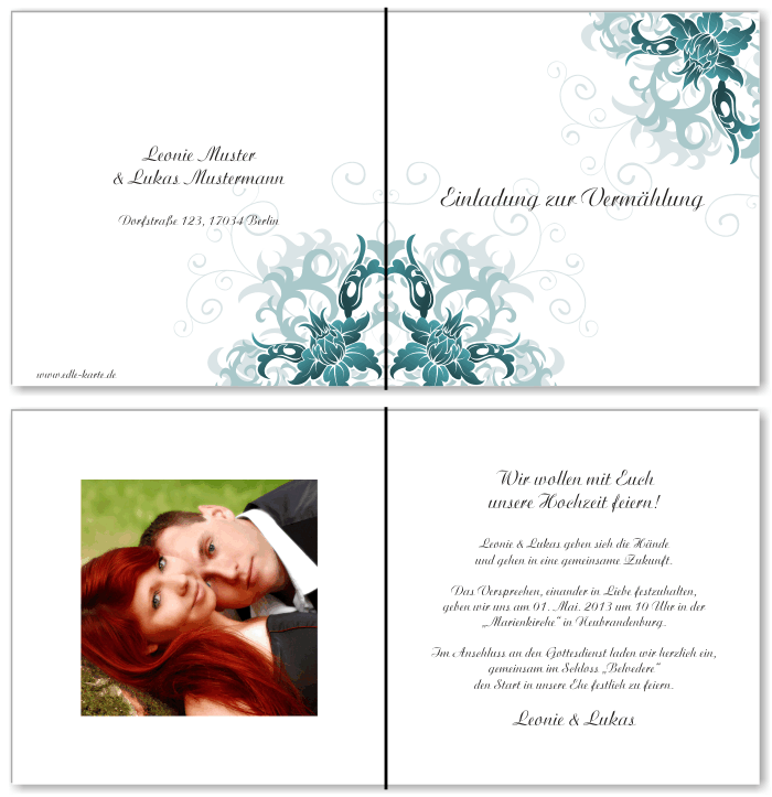  Einladungskarten Hochzeit, Hochzeitseinladungen, Hochzeitskarten, Einladungen f&uuml;r Hochzeit