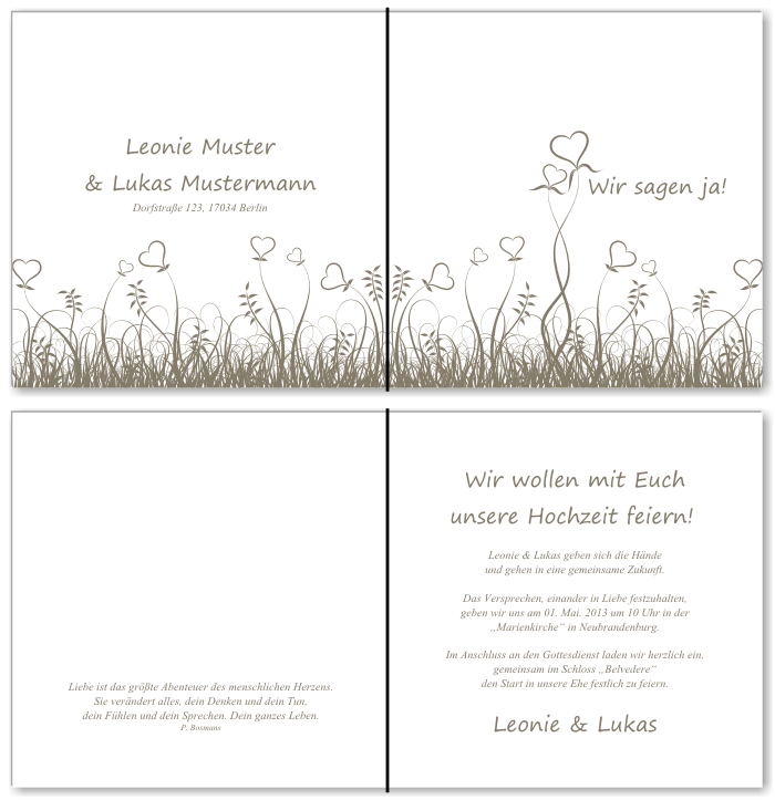  Einladungskarten Hochzeit, Hochzeitseinladungen, Hochzeitskarten, Einladungen f&uuml;r Hochzeit
