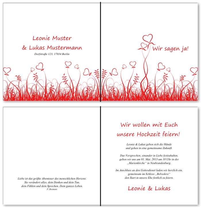  Einladungskarten Hochzeit, Hochzeitseinladungen, Hochzeitskarten, Einladungen f&uuml;r Hochzeit