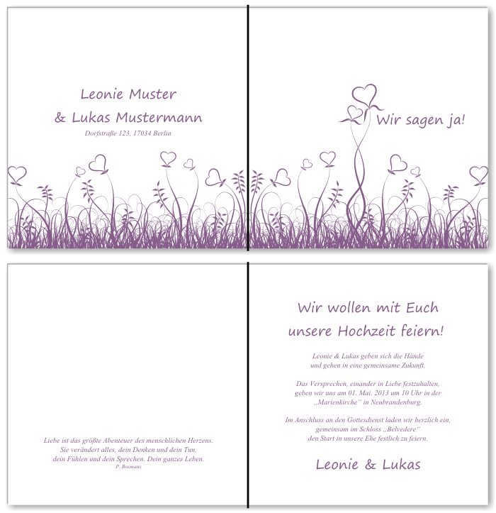  Einladungskarten Hochzeit, Hochzeitseinladungen, Hochzeitskarten, Einladungen f&uuml;r Hochzeit