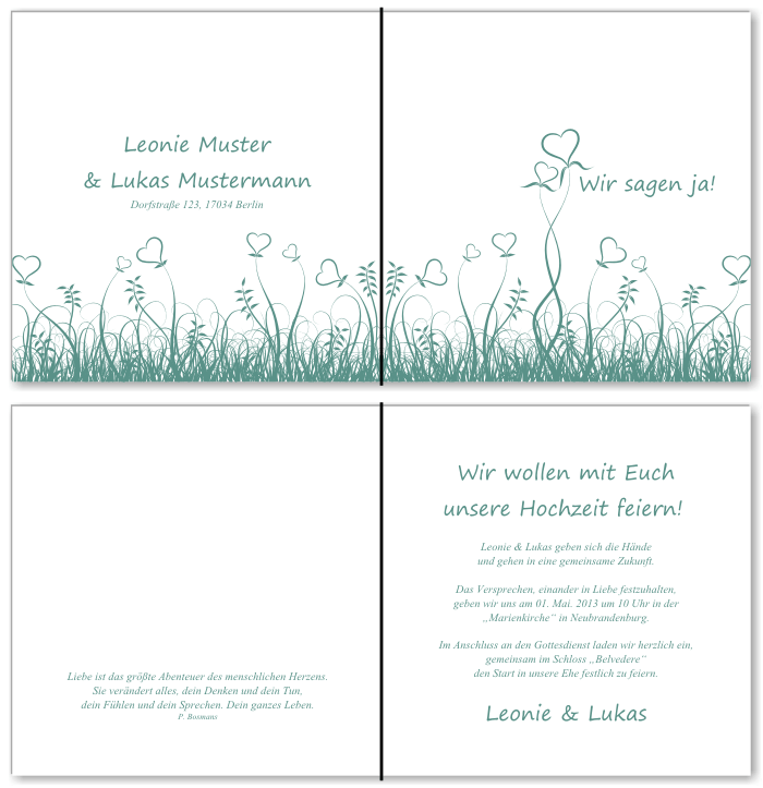  Einladungskarten Hochzeit, Hochzeitseinladungen, Hochzeitskarten, Einladungen f&uuml;r Hochzeit