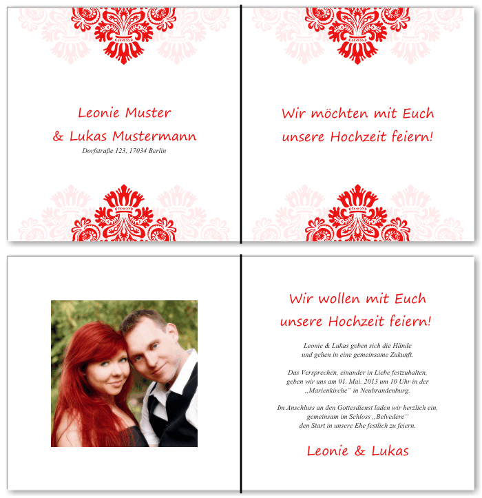  Einladungskarten Hochzeit, Hochzeitseinladungen, Hochzeitskarten, Einladungen f&uuml;r Hochzeit