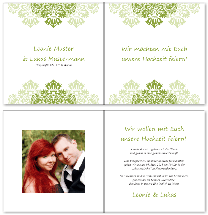  Einladungskarten Hochzeit, Hochzeitseinladungen, Hochzeitskarten, Einladungen f&uuml;r Hochzeit