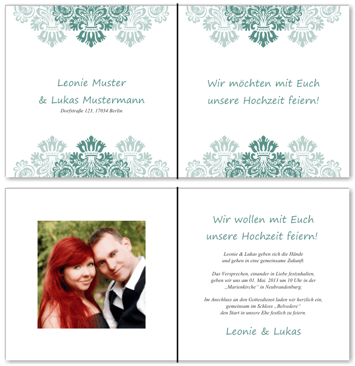  Einladungskarten Hochzeit, Hochzeitseinladungen, Hochzeitskarten, Einladungen f&uuml;r Hochzeit