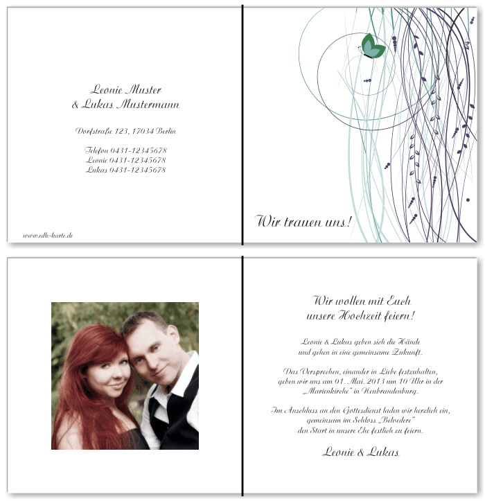  Einladungskarten Hochzeit, Hochzeitseinladungen, Hochzeitskarten, Einladungen f&uuml;r Hochzeit