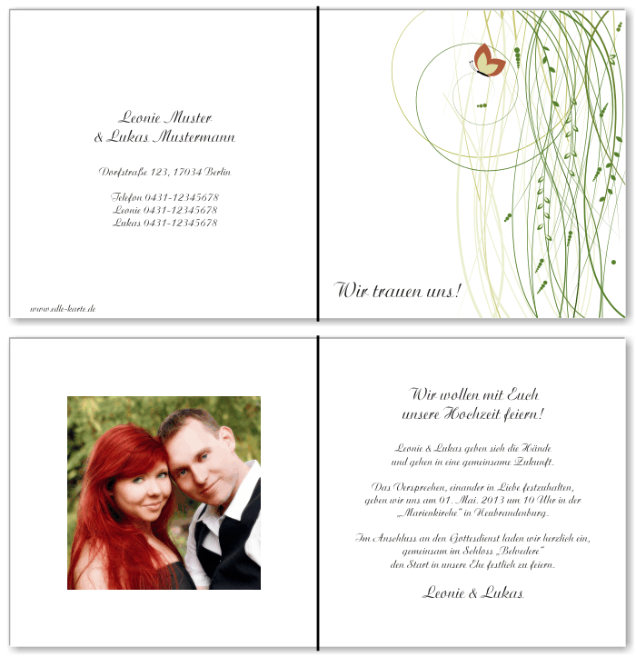  Einladungskarten Hochzeit, Hochzeitseinladungen, Hochzeitskarten, Einladungen f&uuml;r Hochzeit