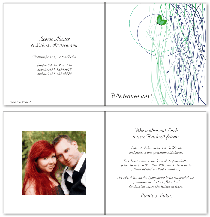  Einladungskarten Hochzeit, Hochzeitseinladungen, Hochzeitskarten, Einladungen f&uuml;r Hochzeit