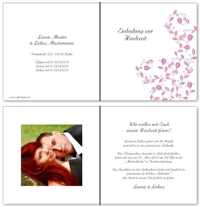  Einladungskarten Hochzeit, Hochzeitseinladungen, Hochzeitskarten, Einladungen f&uuml;r Hochzeit