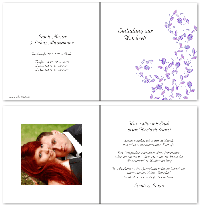  Einladungskarten Hochzeit, Hochzeitseinladungen, Hochzeitskarten, Einladungen f&uuml;r Hochzeit