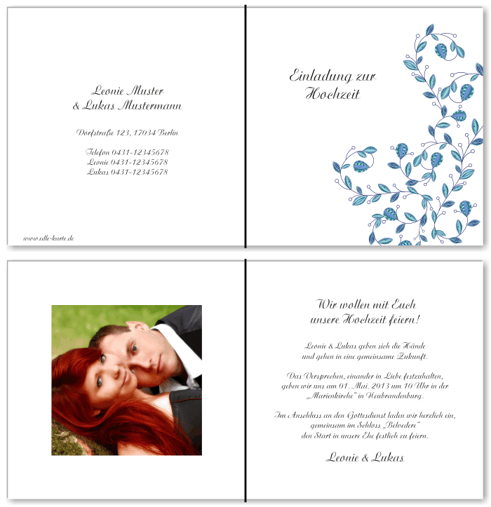  Einladungskarten Hochzeit, Hochzeitseinladungen, Hochzeitskarten, Einladungen f&uuml;r Hochzeit