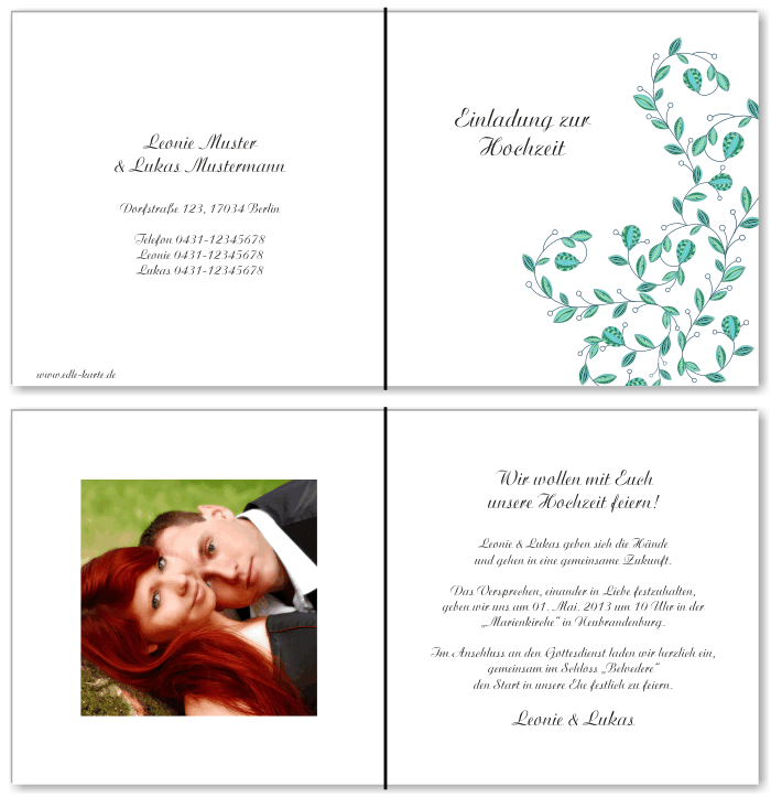  Einladungskarten Hochzeit, Hochzeitseinladungen, Hochzeitskarten, Einladungen f&uuml;r Hochzeit