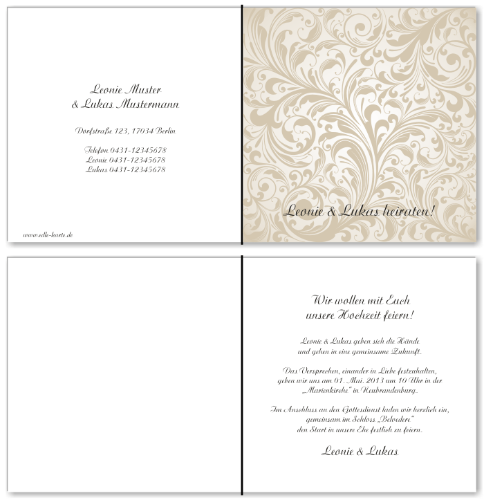  Einladungskarten Hochzeit, Hochzeitseinladungen, Hochzeitskarten, Einladungen f&uuml;r Hochzeit