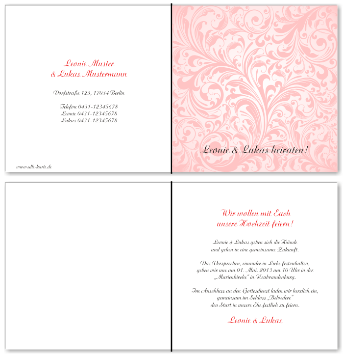  Einladungskarten Hochzeit, Hochzeitseinladungen, Hochzeitskarten, Einladungen f&uuml;r Hochzeit