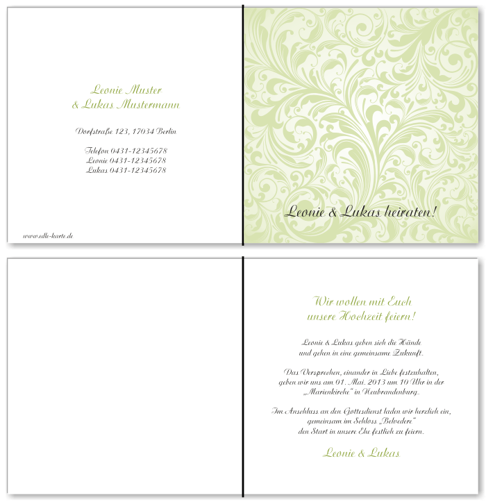  Einladungskarten Hochzeit, Hochzeitseinladungen, Hochzeitskarten, Einladungen f&uuml;r Hochzeit