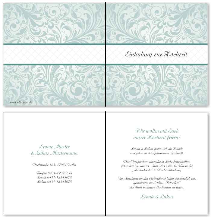  Einladungskarten Hochzeit, Hochzeitseinladungen, Hochzeitskarten, Einladungen f&uuml;r Hochzeit