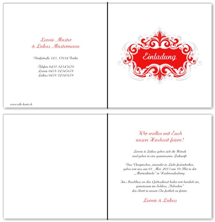  Einladungskarten Hochzeit, Hochzeitseinladungen, Hochzeitskarten, Einladungen f&uuml;r Hochzeit