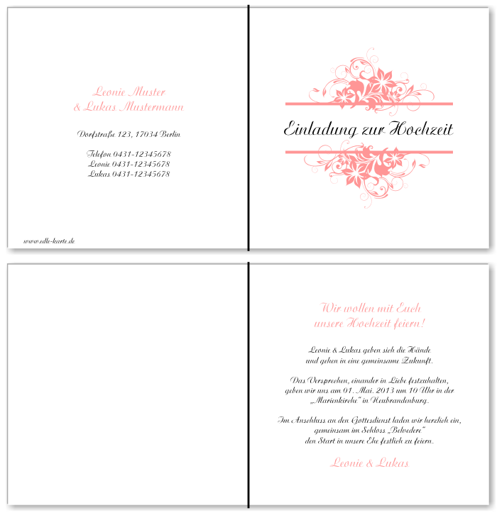  Einladungskarten Hochzeit, Hochzeitseinladungen, Hochzeitskarten, Einladungen f&uuml;r Hochzeit