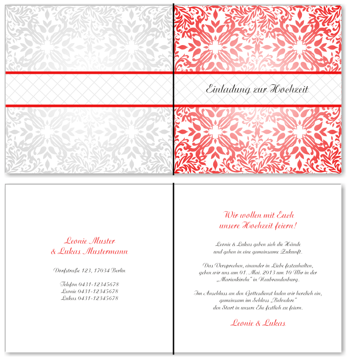  Einladungskarten Hochzeit, Hochzeitseinladungen, Hochzeitskarten, Einladungen f&uuml;r Hochzeit