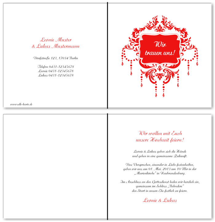  Einladungskarten Hochzeit, Hochzeitseinladungen, Hochzeitskarten, Einladungen f&uuml;r Hochzeit