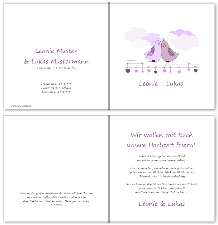  Einladungskarten Hochzeit, Hochzeitseinladungen, Hochzeitskarten, Einladungen f&uuml;r Hochzeit