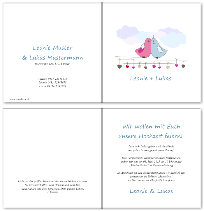  Einladungskarten Hochzeit, Hochzeitseinladungen, Hochzeitskarten, Einladungen f&uuml;r Hochzeit