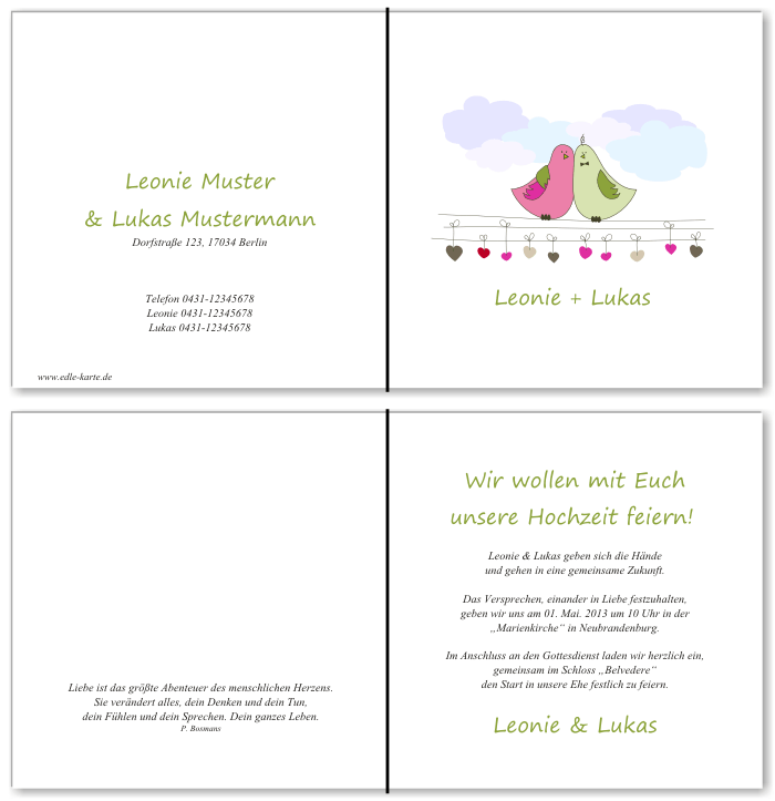  Einladungskarten Hochzeit, Hochzeitseinladungen, Hochzeitskarten, Einladungen f&uuml;r Hochzeit