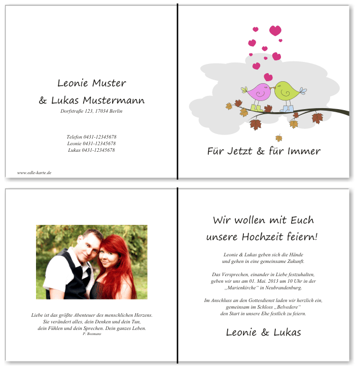  Einladungskarten Hochzeit, Hochzeitseinladungen, Hochzeitskarten, Einladungen f&uuml;r Hochzeit