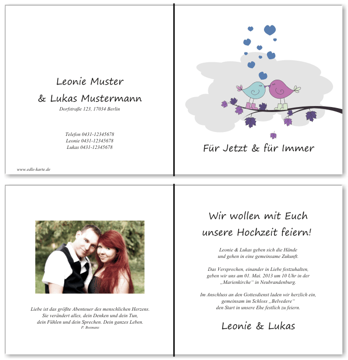  Einladungskarten Hochzeit, Hochzeitseinladungen, Hochzeitskarten, Einladungen f&uuml;r Hochzeit