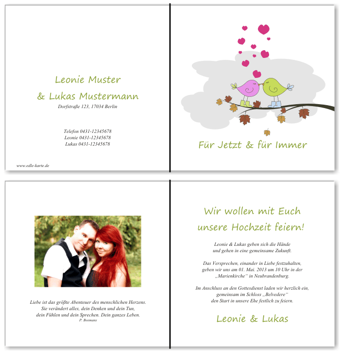  Einladungskarten Hochzeit, Hochzeitseinladungen, Hochzeitskarten, Einladungen f&uuml;r Hochzeit