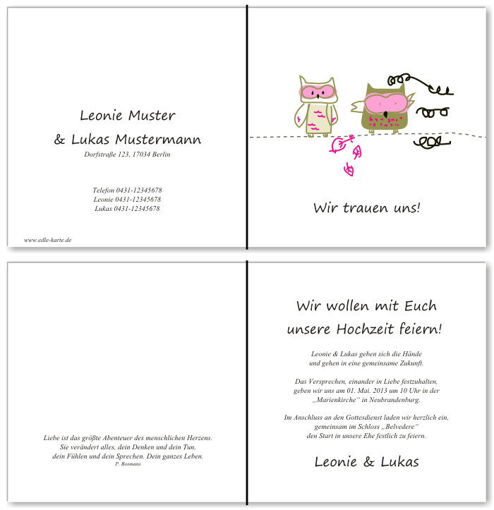  Einladungskarten Hochzeit, Hochzeitseinladungen, Hochzeitskarten, Einladungen f&uuml;r Hochzeit