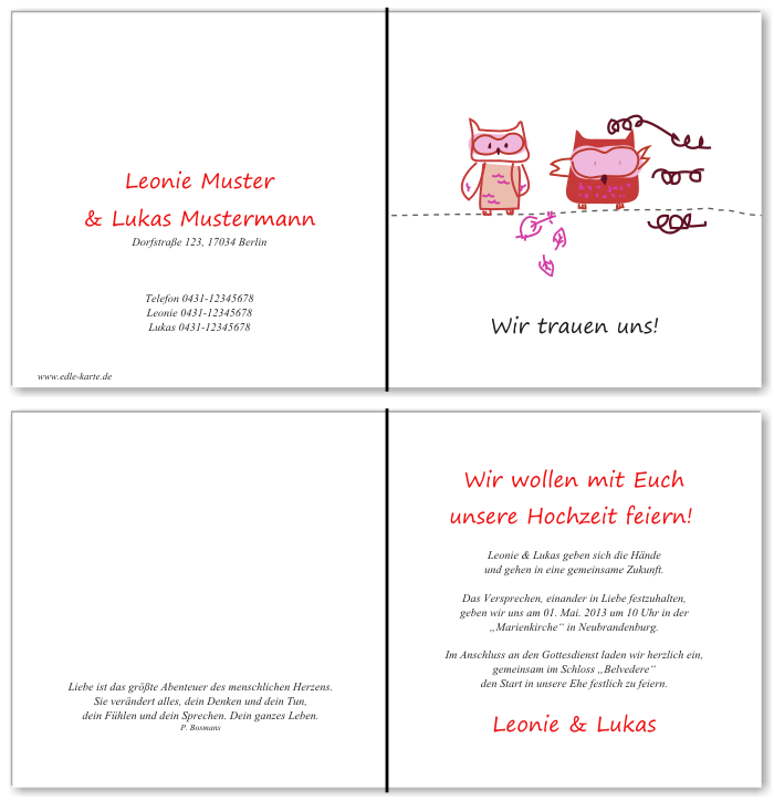  Einladungskarten Hochzeit, Hochzeitseinladungen, Hochzeitskarten, Einladungen f&uuml;r Hochzeit