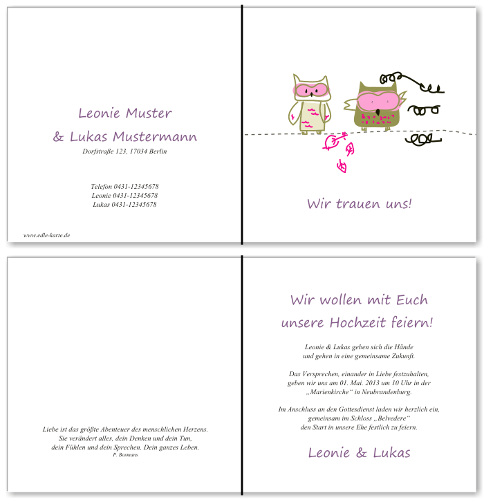  Einladungskarten Hochzeit, Hochzeitseinladungen, Hochzeitskarten, Einladungen f&uuml;r Hochzeit