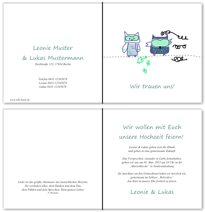  Einladungskarten Hochzeit, Hochzeitseinladungen, Hochzeitskarten, Einladungen f&uuml;r Hochzeit
