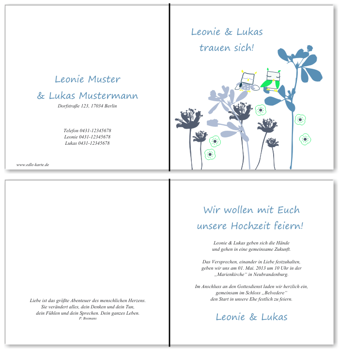  Einladungskarten Hochzeit, Hochzeitseinladungen, Hochzeitskarten, Einladungen f&uuml;r Hochzeit