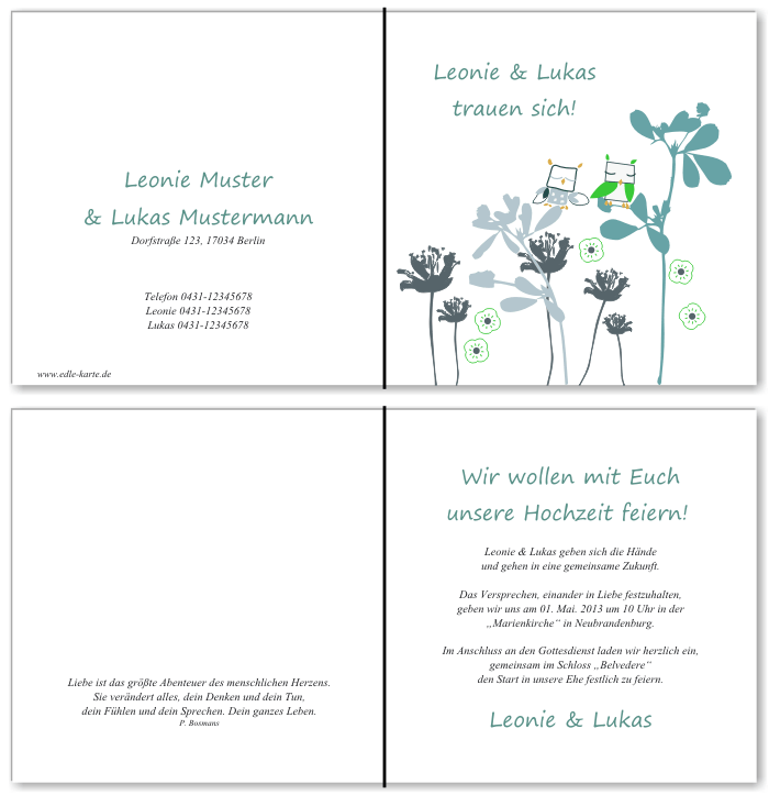  Einladungskarten Hochzeit, Hochzeitseinladungen, Hochzeitskarten, Einladungen f&uuml;r Hochzeit